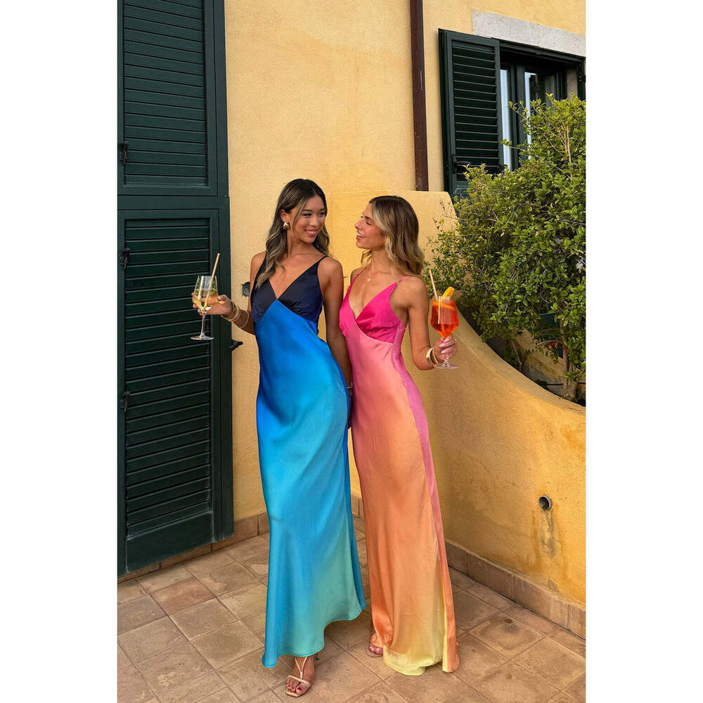 12th Tribe Mirabella Blue Satin Sorbet Maxi Dress Size SS